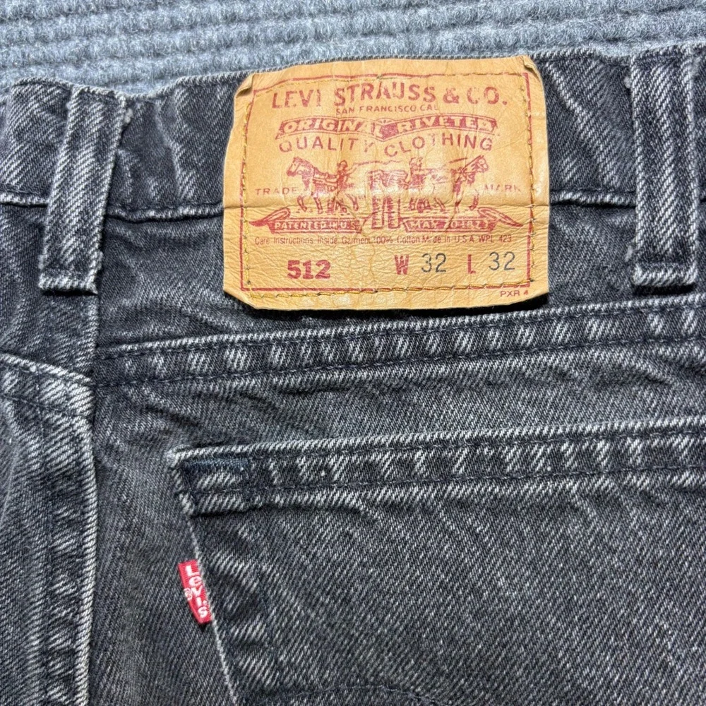 Vintage Levis 512 Jeans Mens 32x32 Faded Black Slim Tapered Made in USA Denim